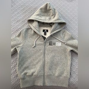 NWT Converse Fleece Lined Gray Zip Up Hoodie